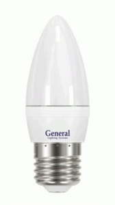 Лампа светодиодная Е27 8Вт 4500К свеча C37 матов.General